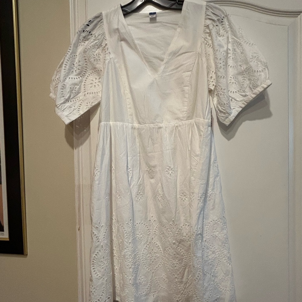 Old Navy White Eyelet Midi Dress